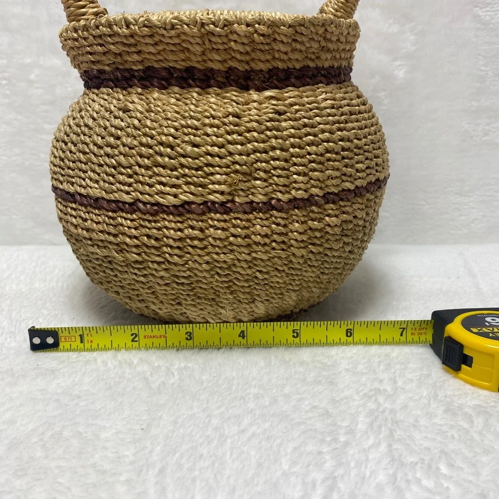 VTG Tightly Woven Basket‎ Handles Decorative Boho Farmhouse Home Decor